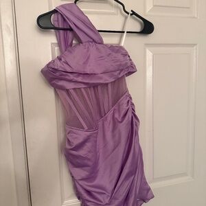 Purple Sheer Corset-style Short Dress
